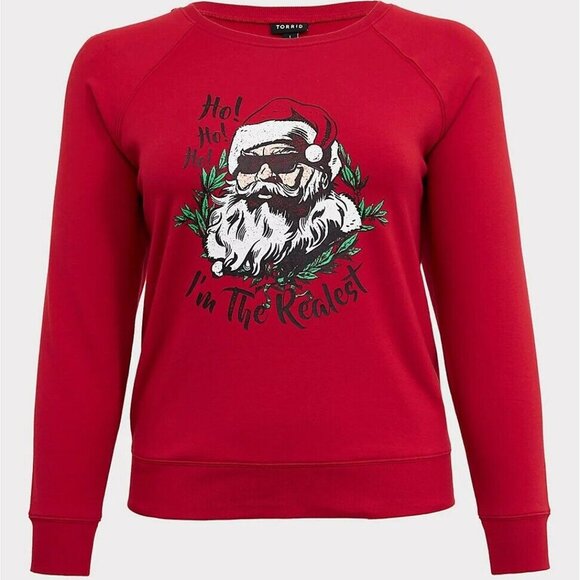 torrid Tops - ✨2/$20 Torrid Fleece Santa Christmas Holiday Sweatshirt Red Size 10 M or 12 L